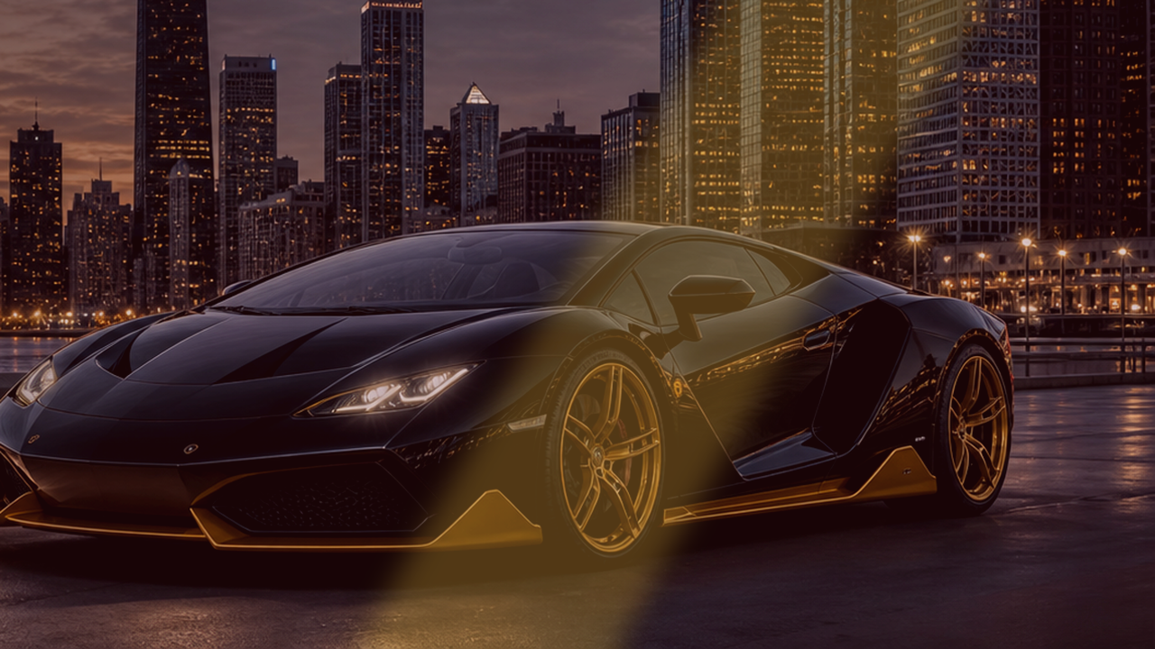 Representative Chicago riverfront supercar for Huracan-style rental planning